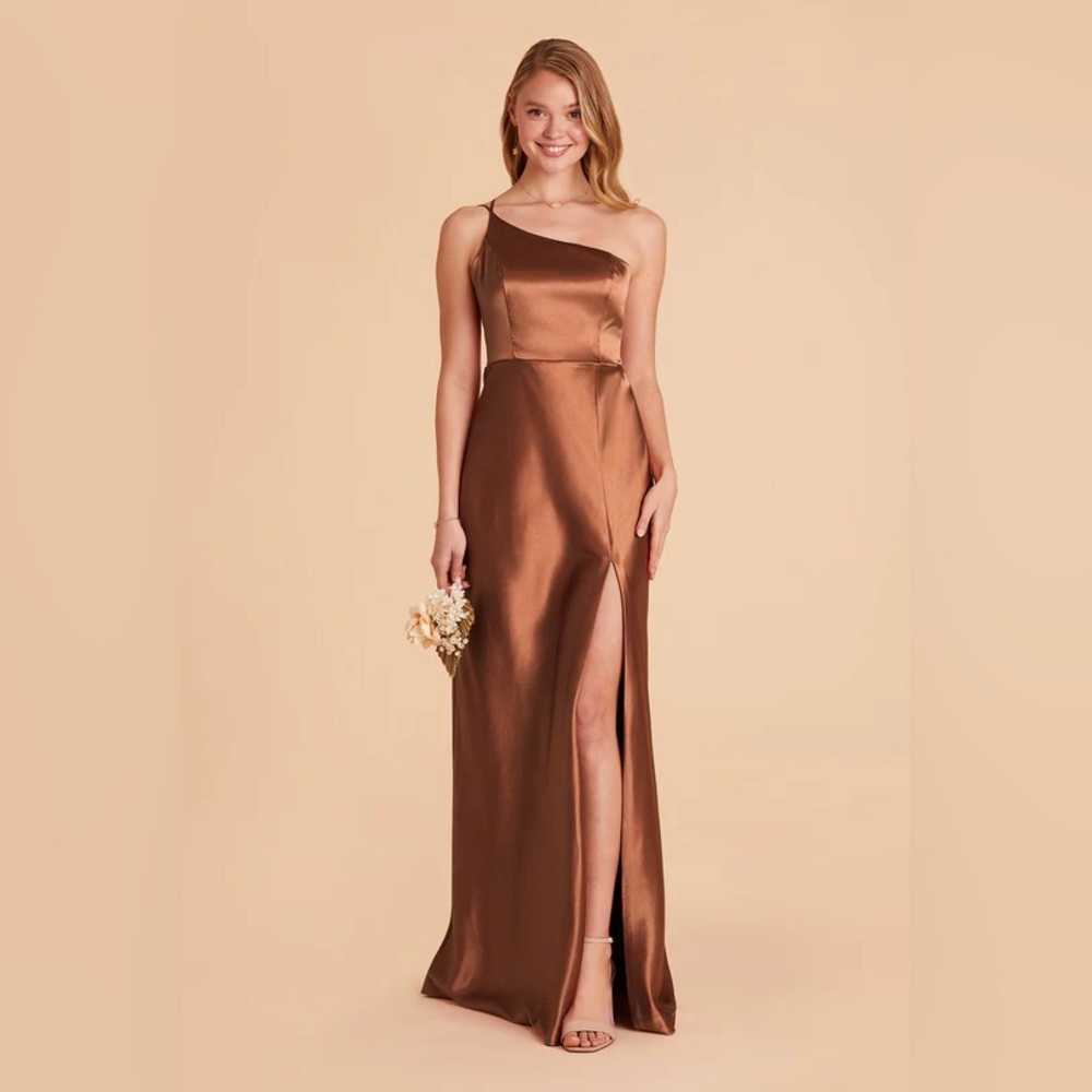One Shoulder Birdy Grey Rust Bridesmaid Dress